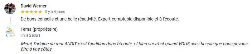 Avis sur conseils et réactivité expert comptable